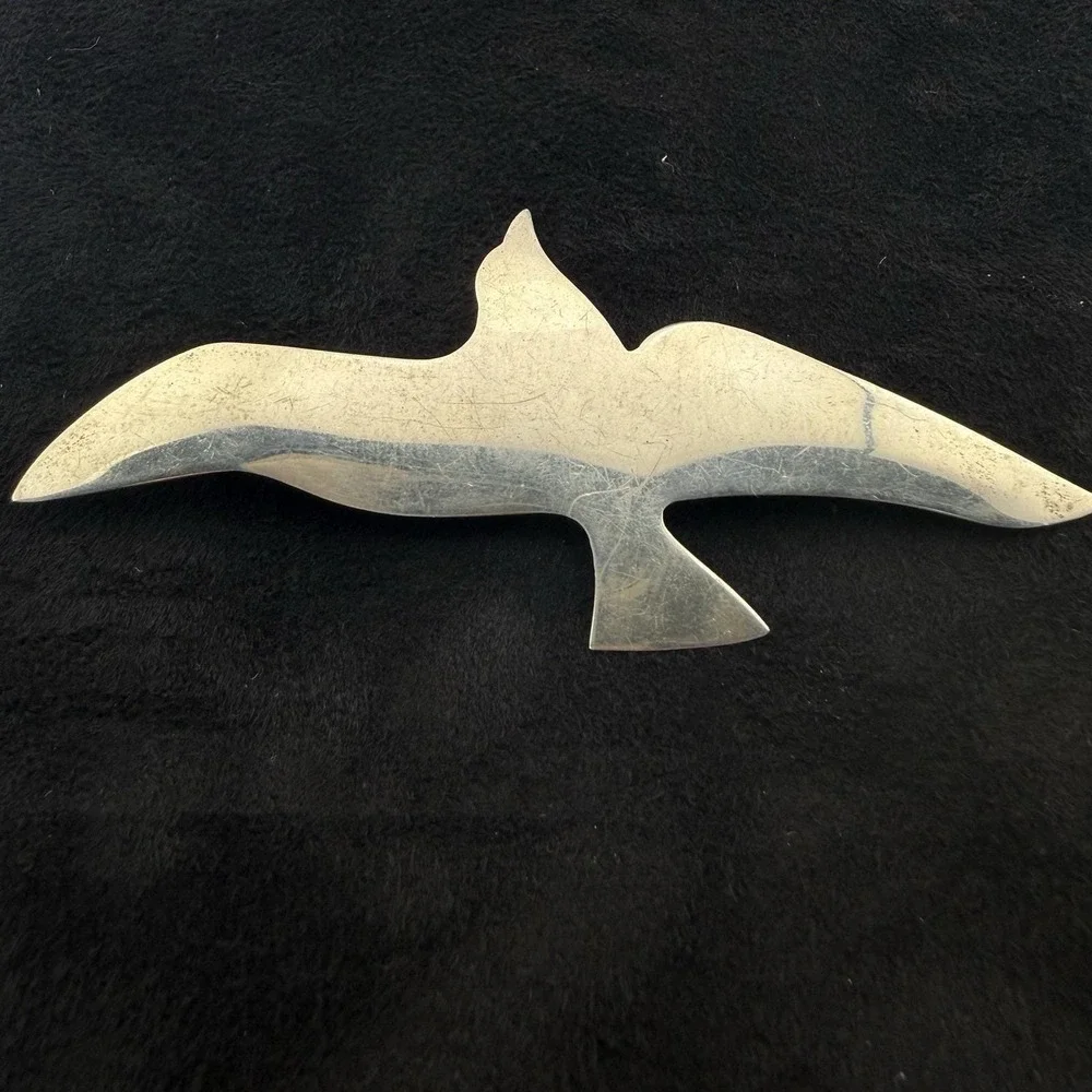Vintage International Sterling Silver Seagull Bird Brooch Hidden Bale Pendant
